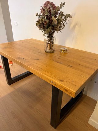 Mesa de Roble con Patas de Metal 160x90cm