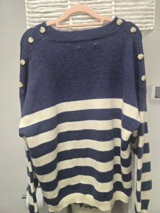 Jersey de rayas azul y beige