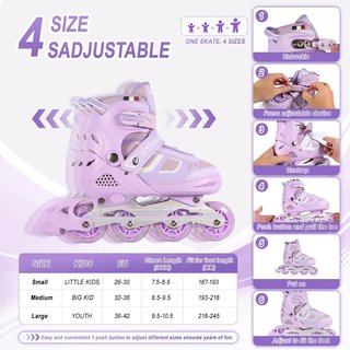 Patines en línea infantiles FYHART morados talla S