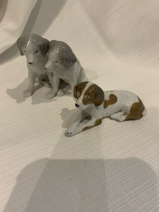 Pareja perros porcelana antiguos
