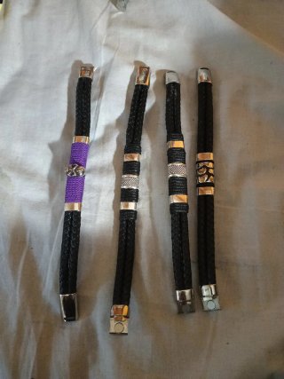 4 Pulseras Cuero Trenzado Cierre Magnético