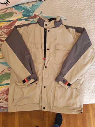 Chaqueta de trabajo beige y gris