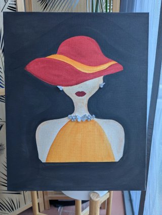 Quadro moderno donna con cappello