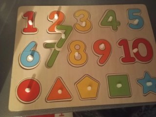 Puzzle de madera números y formas para niños