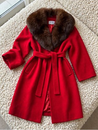 Cappotto rosso in lana e cashmere