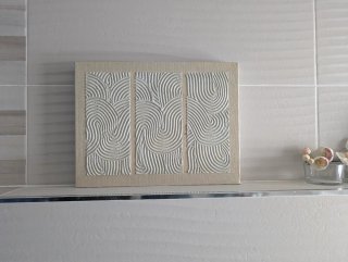 Quadro materico 3D beige e bianco