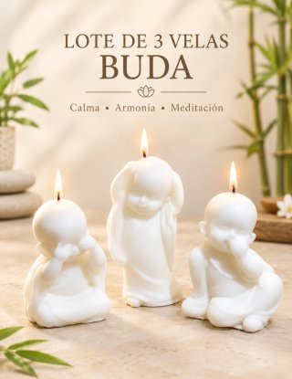 Lote de 3 Velas Buda