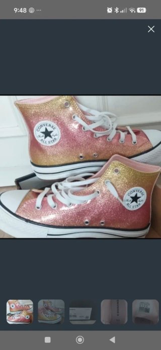 Zapatillas Converse Glitter Rosa y Oro