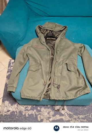 Parka Sorbino Verde con Pelliccia Fucsia