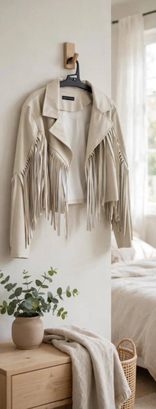 Cazadora beige con flecos