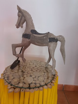 Figura Caballo Madera Tallada Vintage