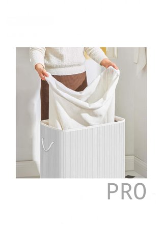 Cesto biancheria, 100 L, con coperchio, in bambù