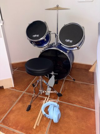 Batería Infantil Azul con Taburete