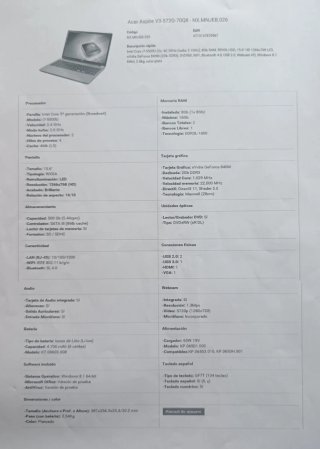 Portatile Acer Aspire V3 15,6 pollici