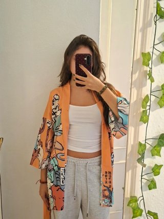 Kimono Estampado Naranja