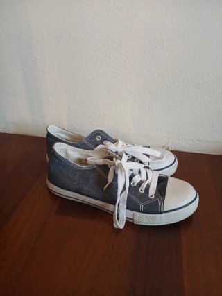 Sneakers basse in tela denim