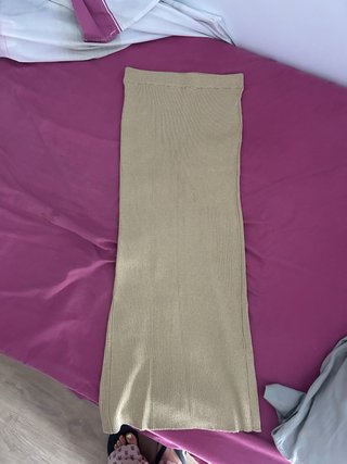 Falda larga dorada zara