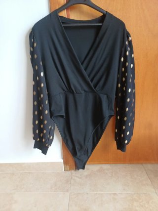 Body Shein Negro Talla XL/44 con Lunares Dorados
