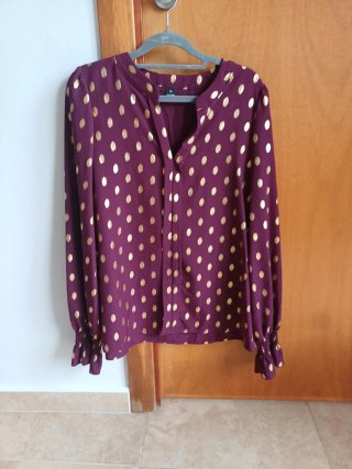 Blusa Shein XL Morada Lunares Dorados