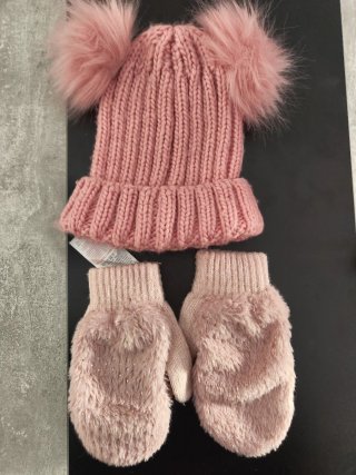Set de Gorro y Manoplas Rosa