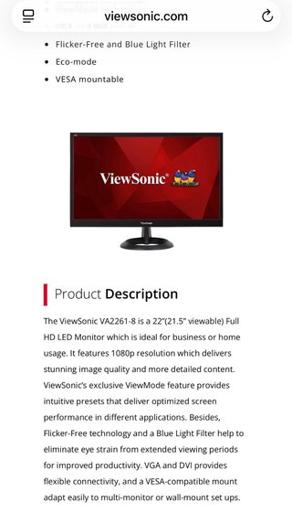 Monitor Viewsonic VA2261-8 22 pollici