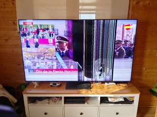 Televisor Samsung de 65 pulgadas con pantalla rota