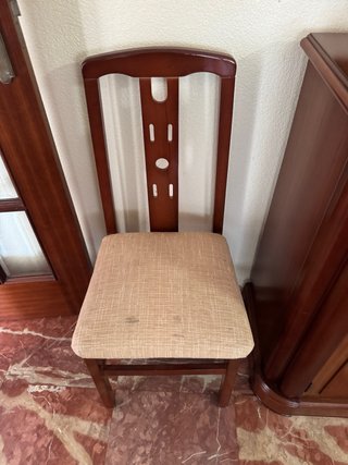 Sillas de comedor madera y tela total 6