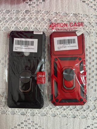 Fundas Móvil Negro y Rojo con Anillo