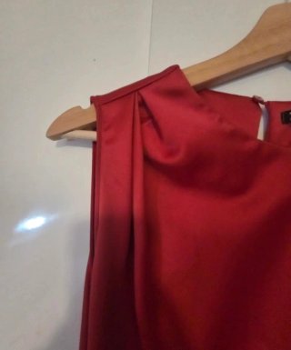 Vestido Corto Satinado Asimétrico Zara Rojo M