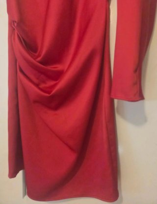 Vestido Corto Satinado Asimétrico Zara Rojo M