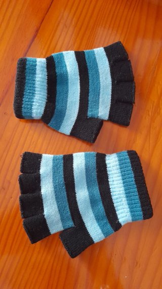 Guantes sin dedos infantiles a rayas azul