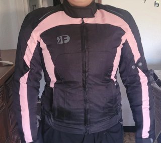 Chaqueta Moto Mujer Negra y Rosa