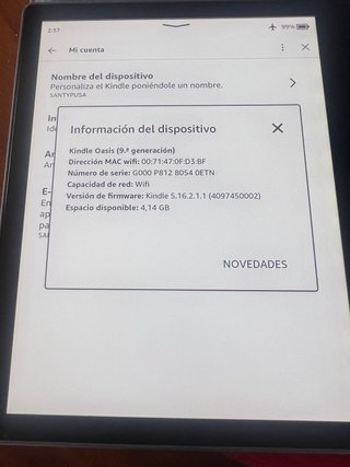 Kindle Oasis 9ª Generación