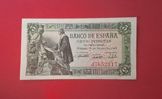 Billete 5 Pesetas 1945 Banco de España
