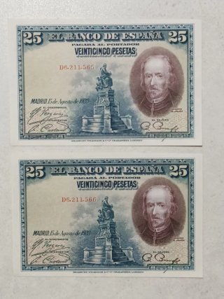 Billetes de 25 Pesetas. 1928. Calderón.