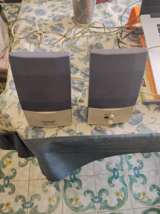 Coppia Casse Stereo CORME Vintage PC Beige/Grigio