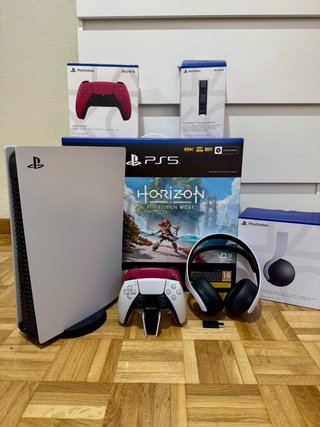 PS5 Slim Digital + 2 Mandos + Cascos + Base