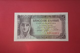 ESPAÑA - Billete 5 pesetas 1.945 SC/UNC
