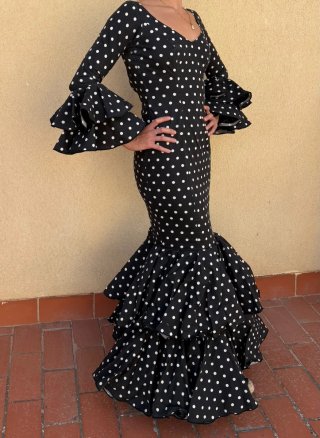 Traje Flamenca Negro Lunares