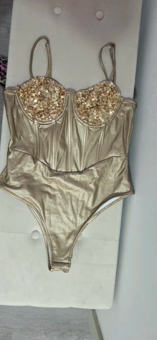 Body dorado corset lentejuelas Talla L