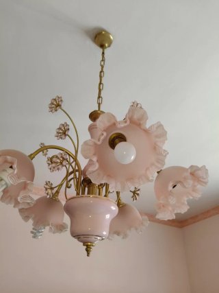 Lampadario vintage anni 70 a sospensione