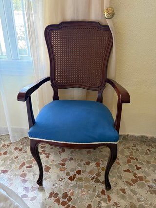 Silla Clásica Madera Caoba Azul