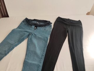 Pantalones premamá Talla M (Azul y Negro)