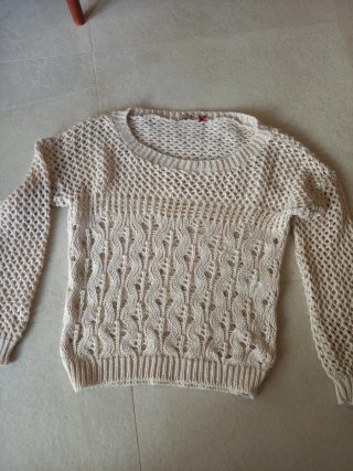 Jersey de punto calado beige