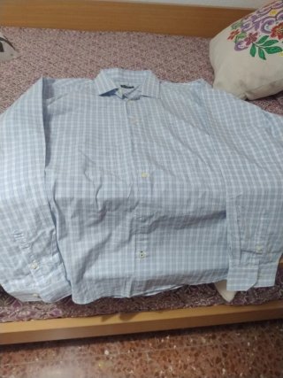 Camisa de cuadros celeste talla XXL