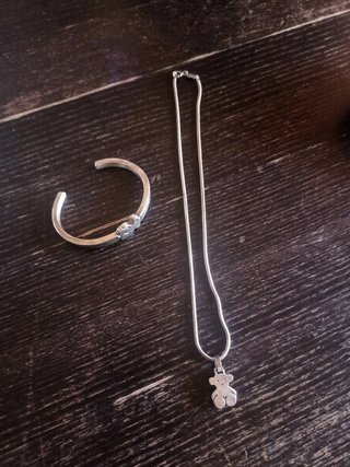 Conjunto Tous Plata: Colgante Oso + Pulsera