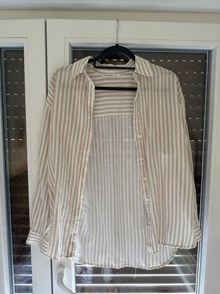 Camisa Stradivarius Rayas Beige Talla M