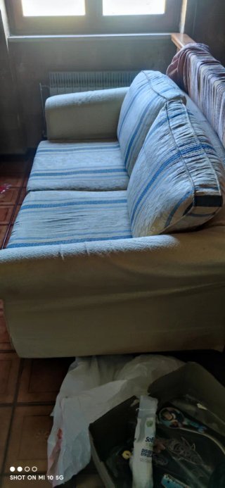 Divano 2 posti tessuto beige/blu
