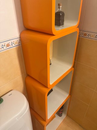 Set di 4 Scaffali Quadrati Arancioni