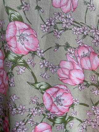 Camisa Benetton vintage flores verde rosa 70s 80s
